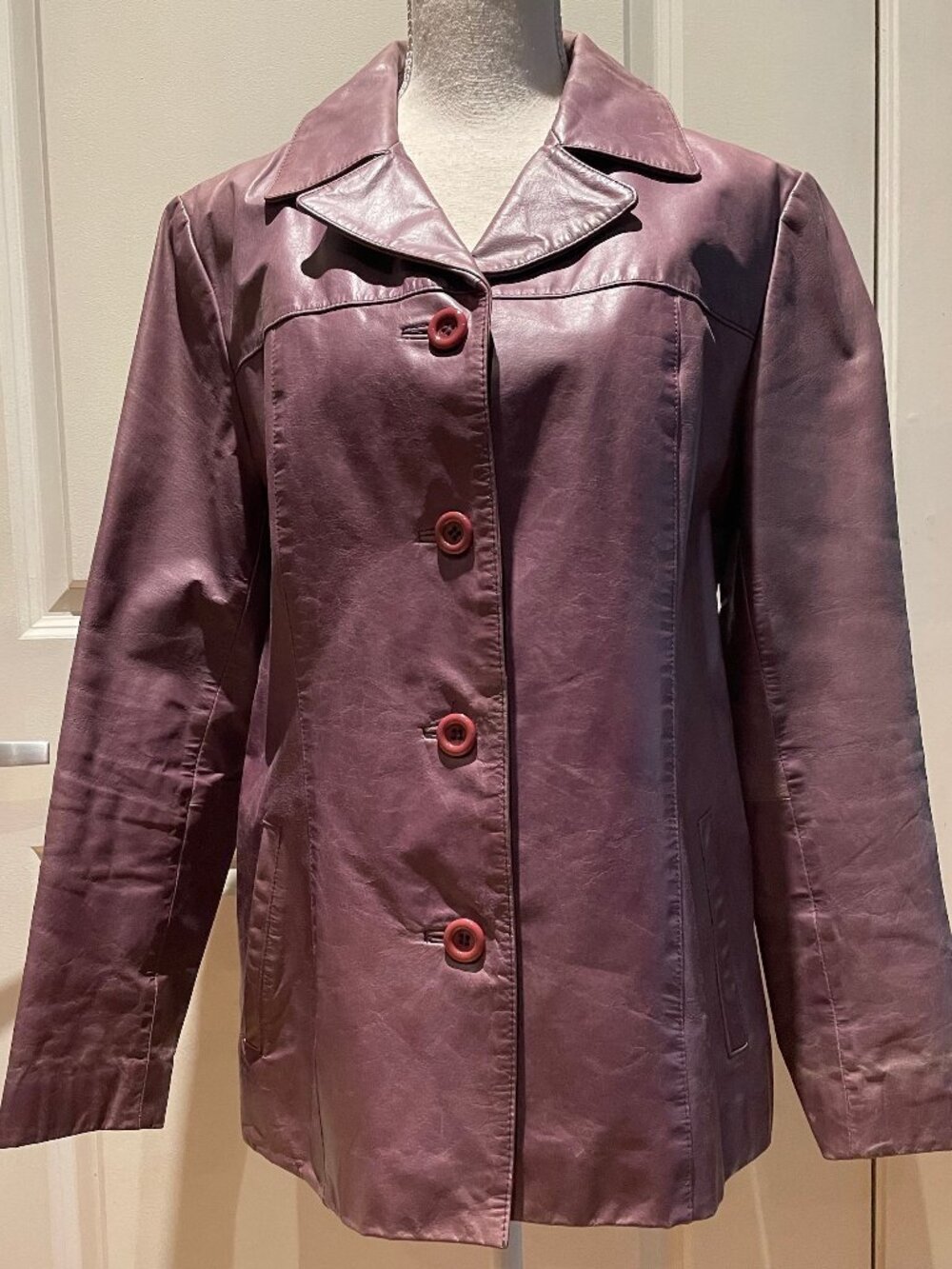 Leonardo Purple Leather Coat